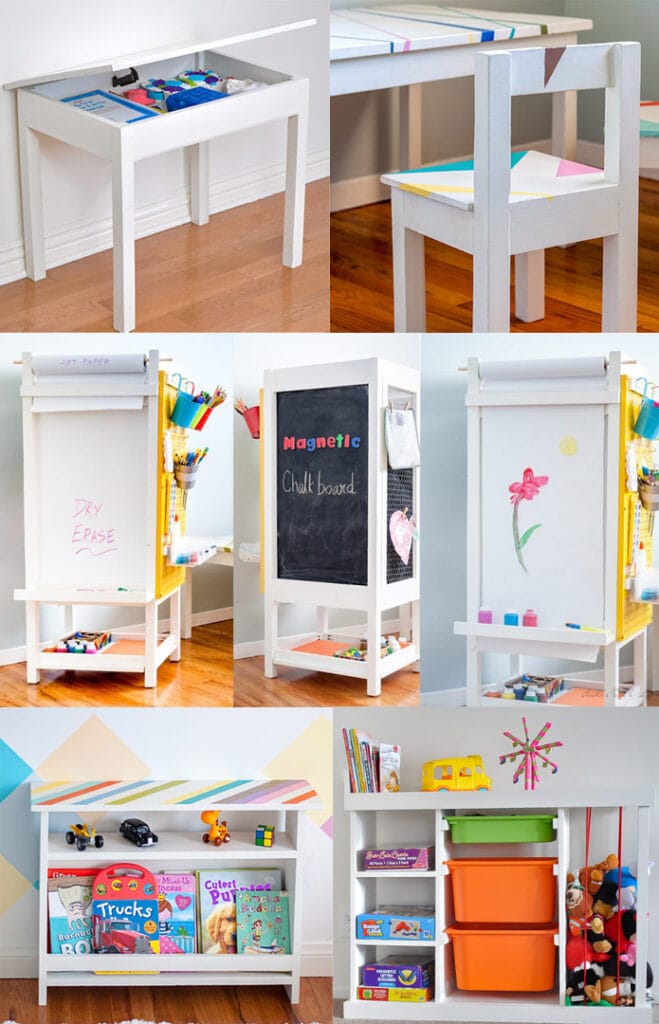Collage of Kreg Jig projects for a kids room