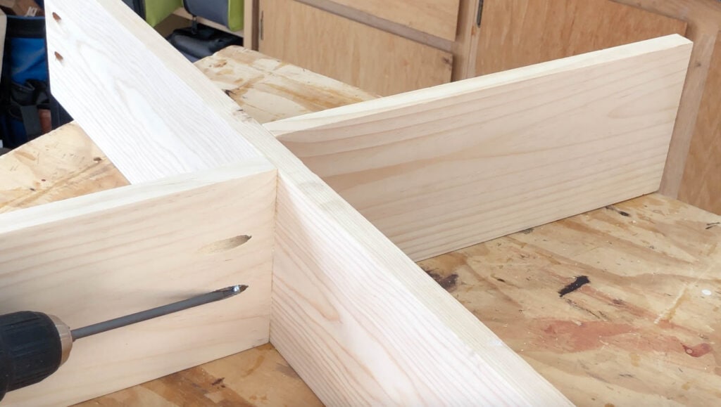 attaching boards to make a simple wall shelf 