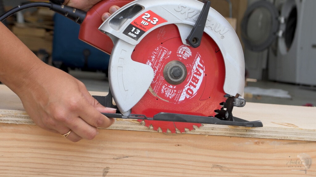 setting the blade for the circular saw with blade below the surface