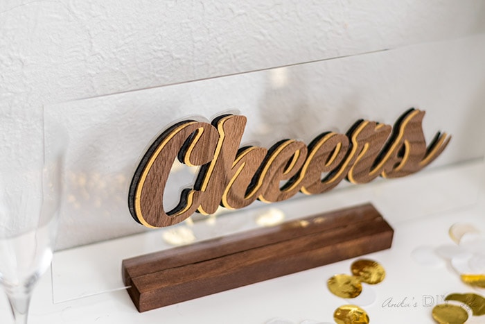 Cheers sign on the table