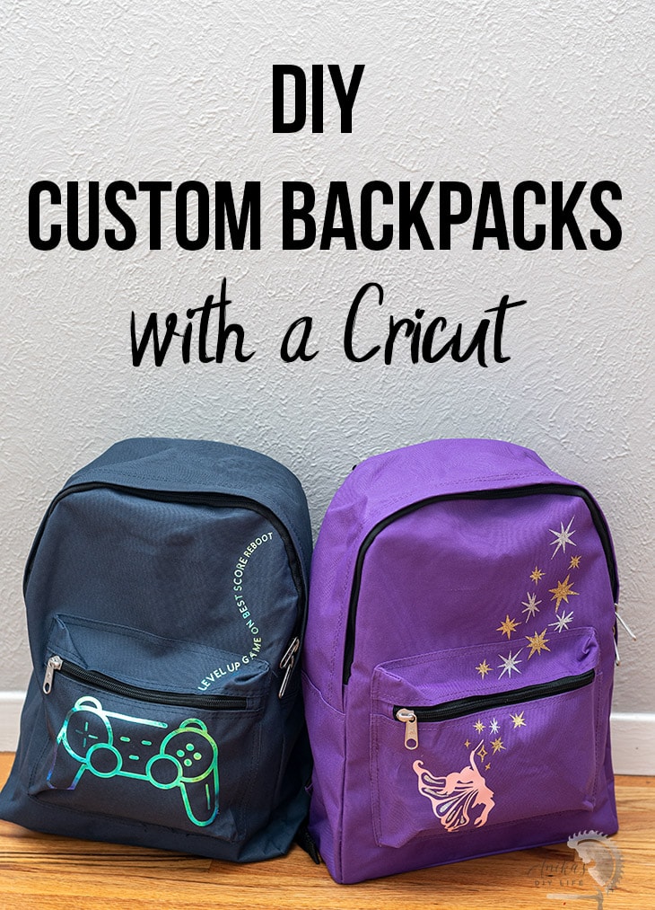 DIY custom backpacks in video game and fairy theme with text overlay