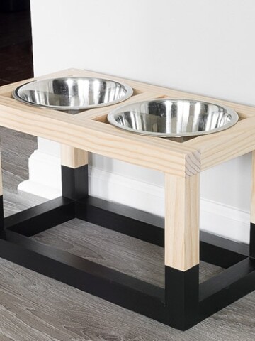 Learn how to build a DIY raised dog bowl stand with a simple and modern design.