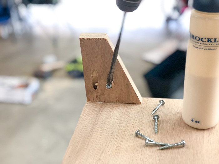 attaching feet for theDIY storage bench