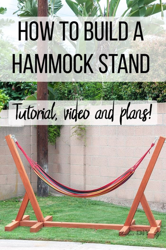 Easy DIY Hammock stand in garden with text overlay
