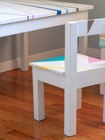 DIY Kids Tabel and Chair set with colorful abstract design
