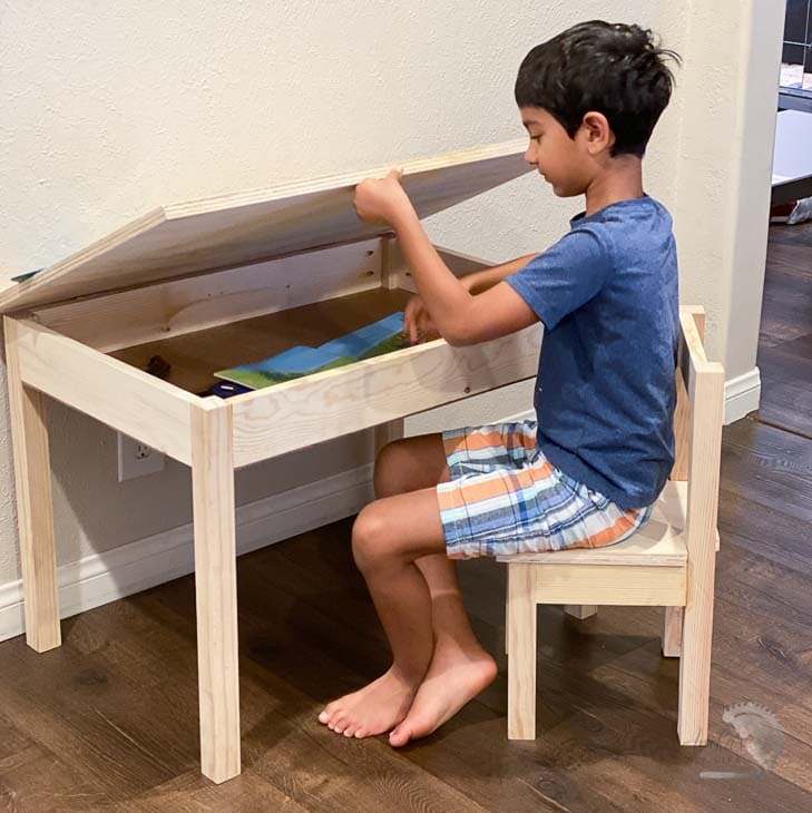 DIY kids table idea with hidden storage