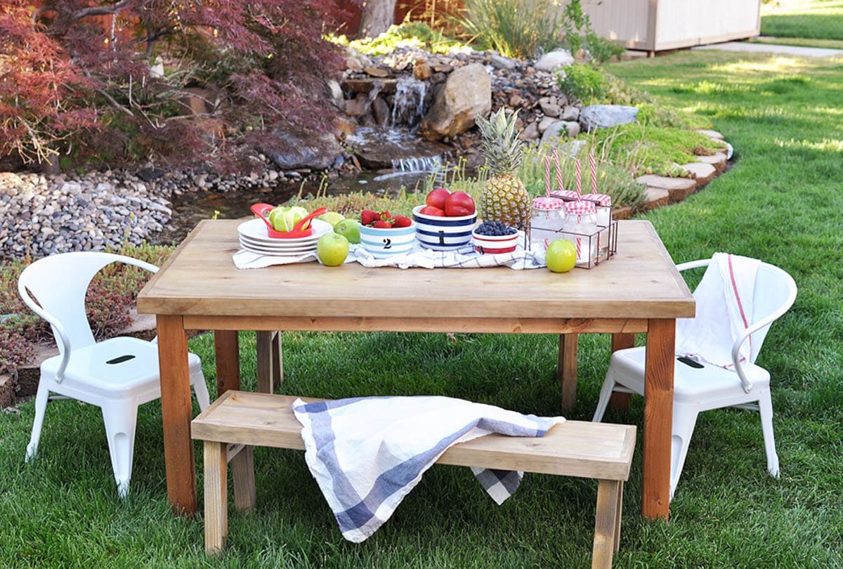 kids table for outdoors with benches