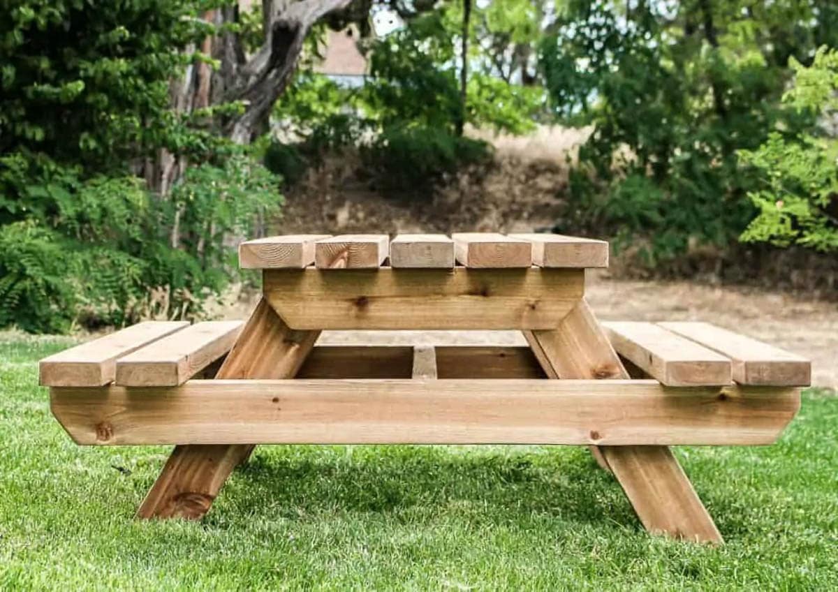 side view of kid's picnic table