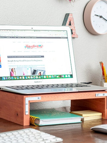 Learn how to make a simple DIY laptop stand for a desk using scrap wood with this easy to follow tutorial. This is a great beginner project and gift idea!