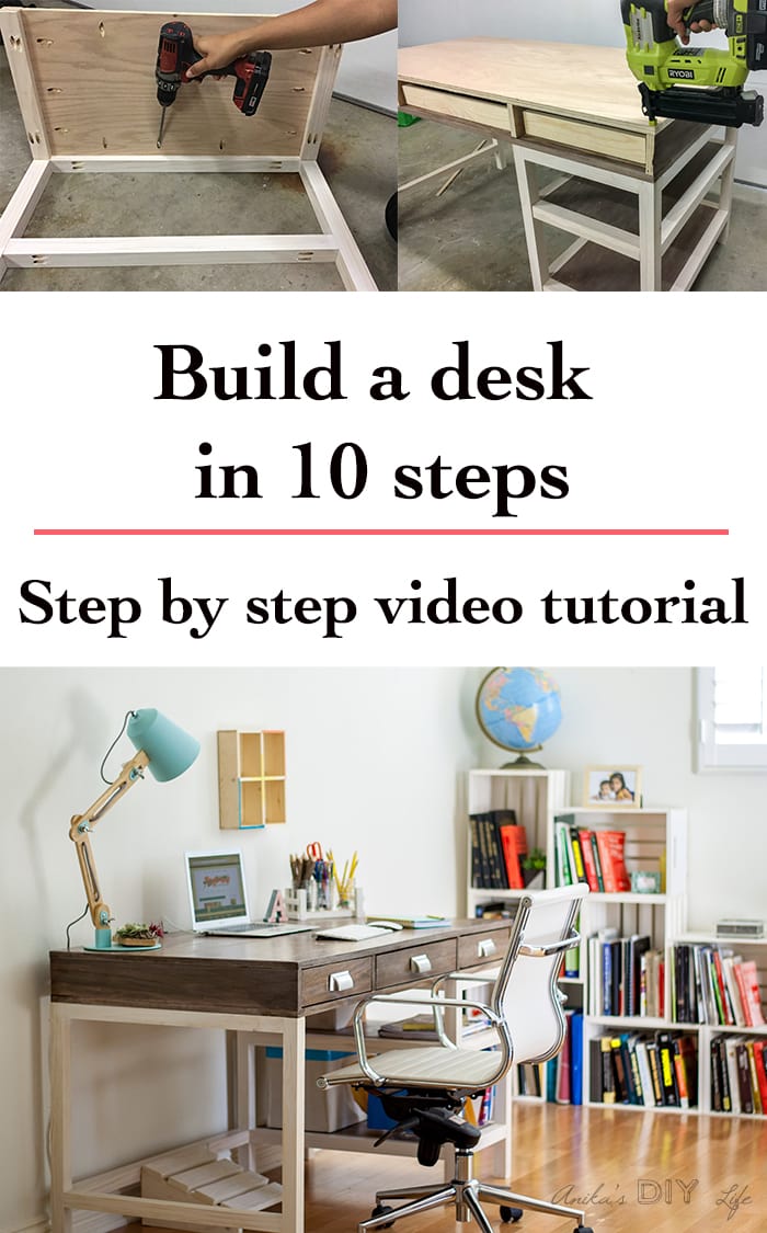 EASY DIY desk with lots of storage | Free plans and step by step video and tutorial