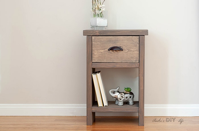 DIY nightstand with drawer and hidden storage
