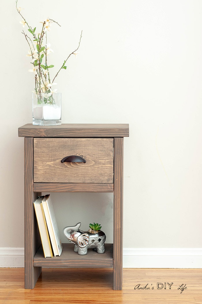 DIY Nightstand with one drawer and hidden storage 