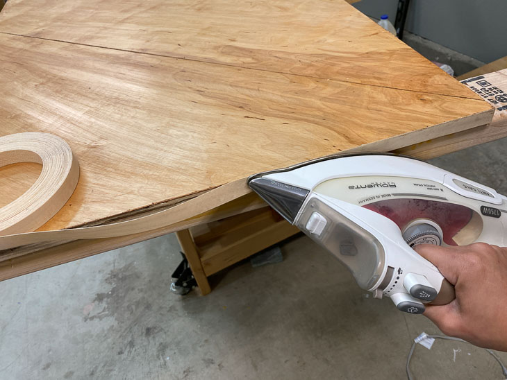 Applying edge banding to plywood