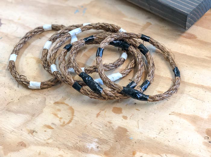 ring toss rings made from rope and electrical tape