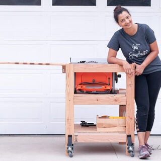 DIY Table Saw Stand With Folding Outfeed Table