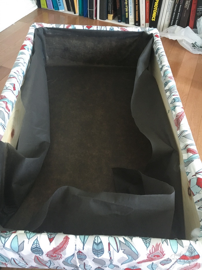 black fabric inside the box