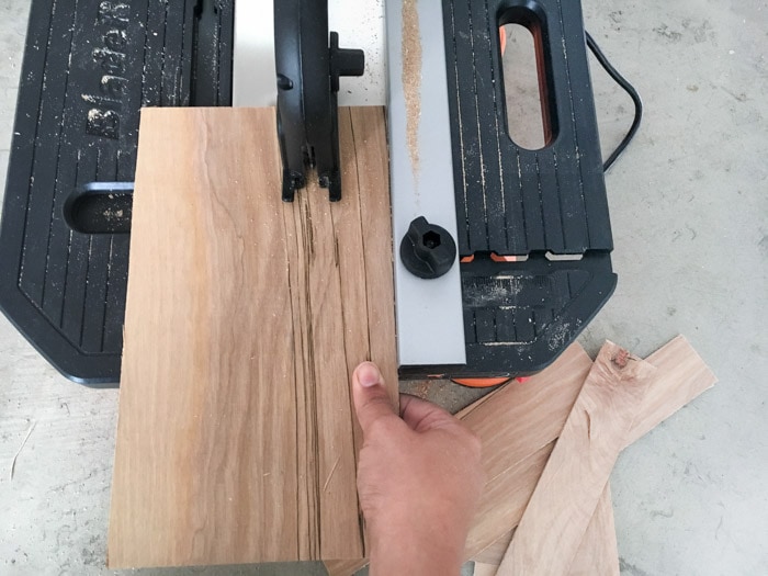 ripping plywood for the DIY wood wall clock