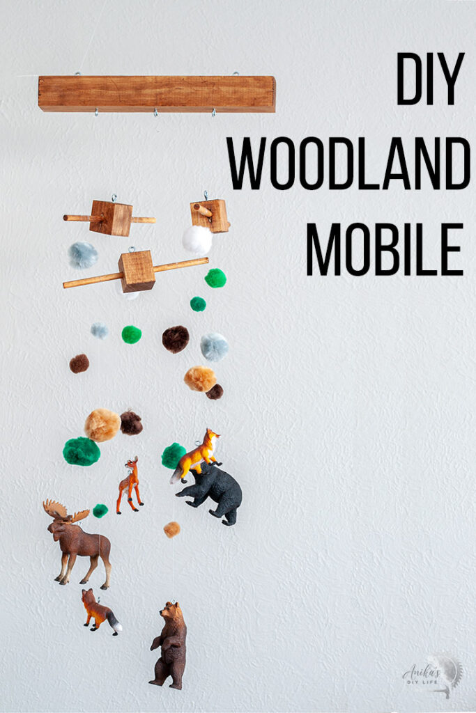 DIY woodland mobile with text overlay