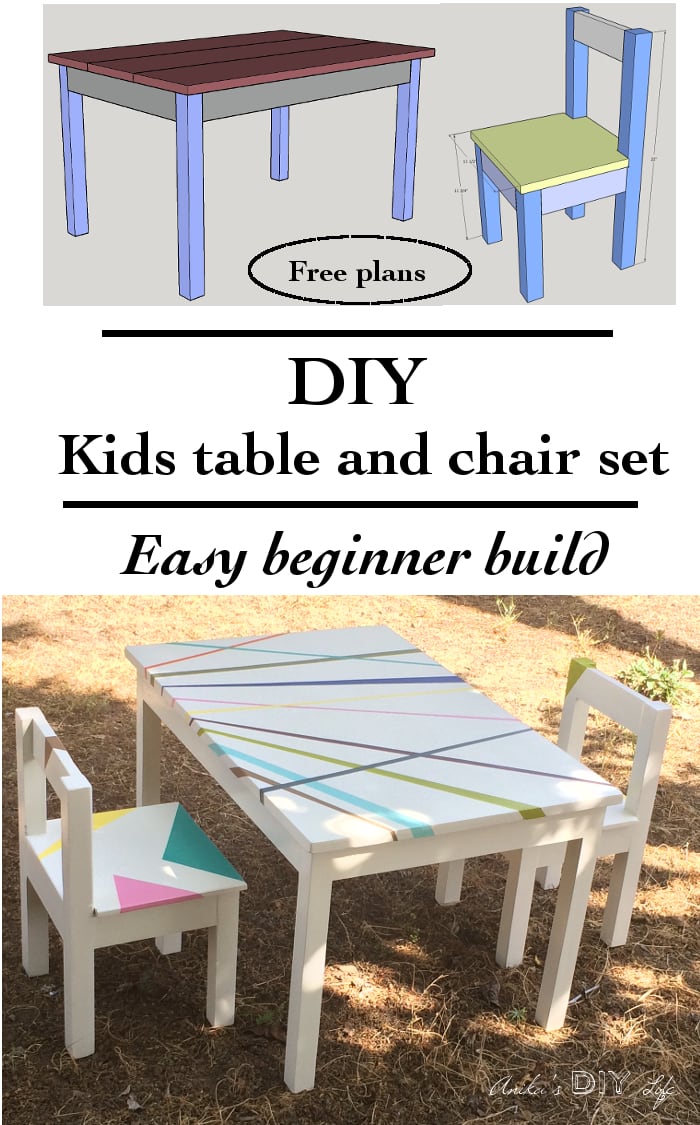This is such an easy DIY kids table and chair set! The plans are so straightforward to follow! It makes a great beginner woodworking project!