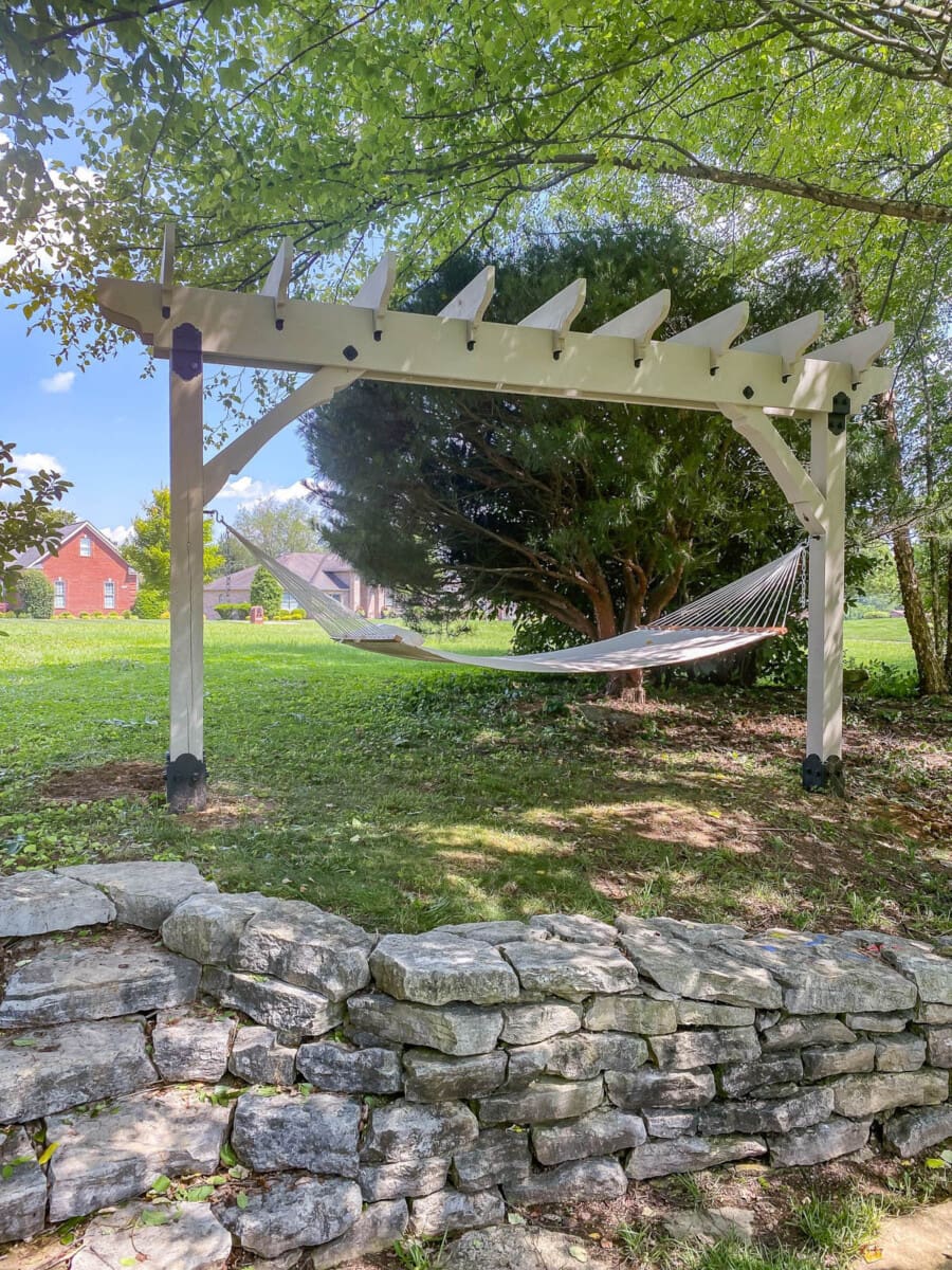 pergola hammock stand idea set up under a tree