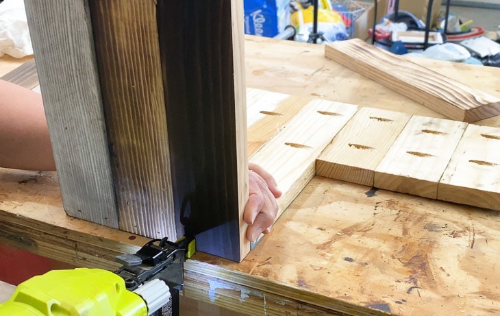 attaching treads for the DIY step stool
