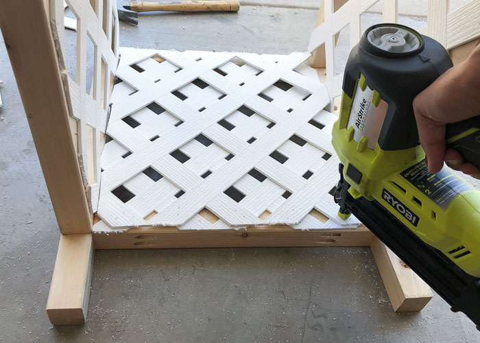 Attaching second layer of lattice using finish nails