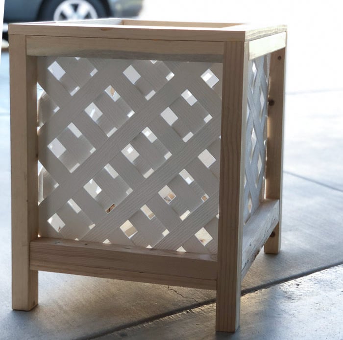 DIY Lattice planter box completed and ready for paint