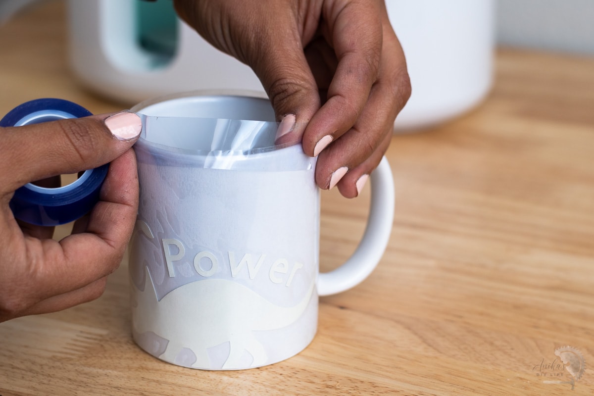 Applying infusible ink design to a white mug