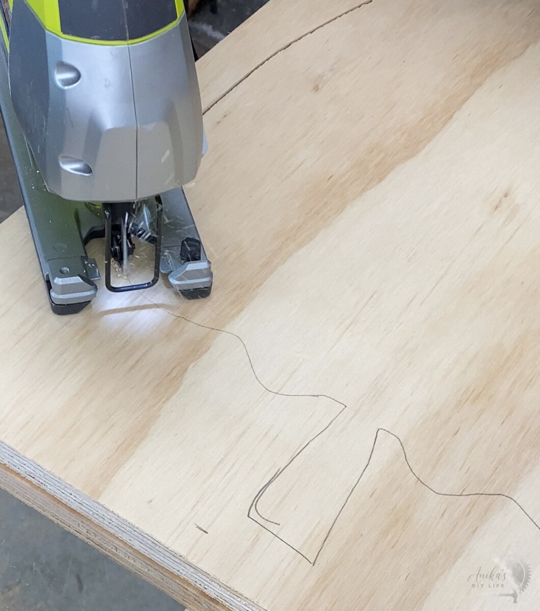 Cutting pumpkin shape out of plywood