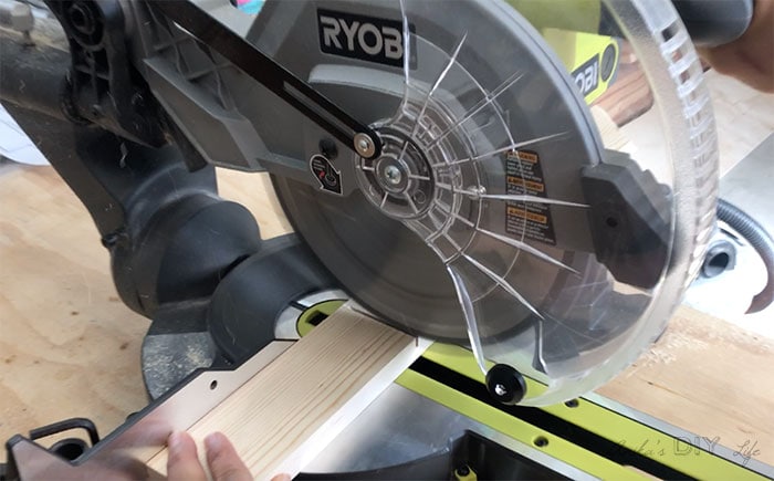 Cutting wood with a miter saw 