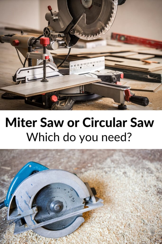 collage of miter saw and circular saw with text overlay