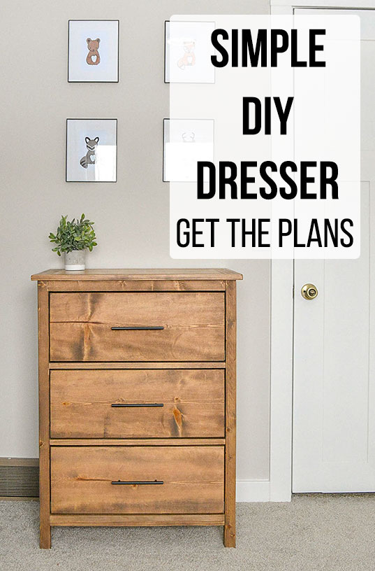 Brown 3-drawer DIY dresser with text overlay